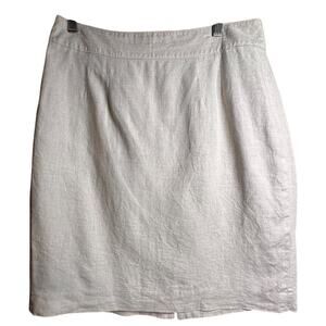 100% Linen Banana Republic Sz 8 Lined Pencil Skirt Cream Beige Back‎ Slit Career